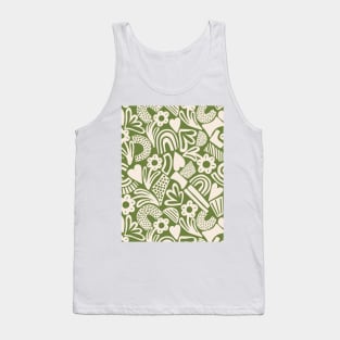 Tween spirit abstract flowers and rainbows in green Tank Top